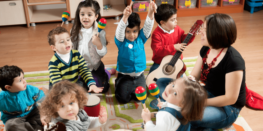children learning music
