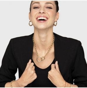 woman showing a necklace