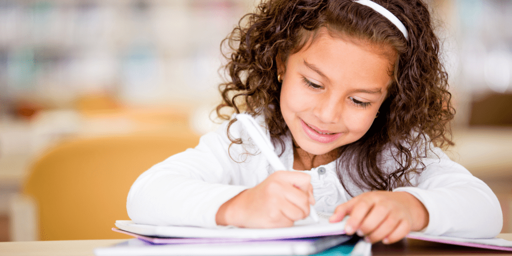 child studying