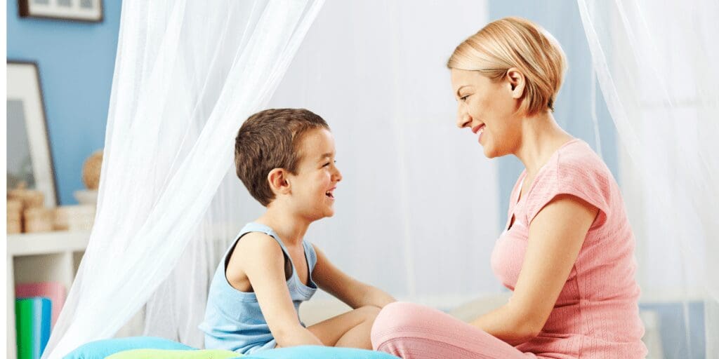parent and child talking about feelings