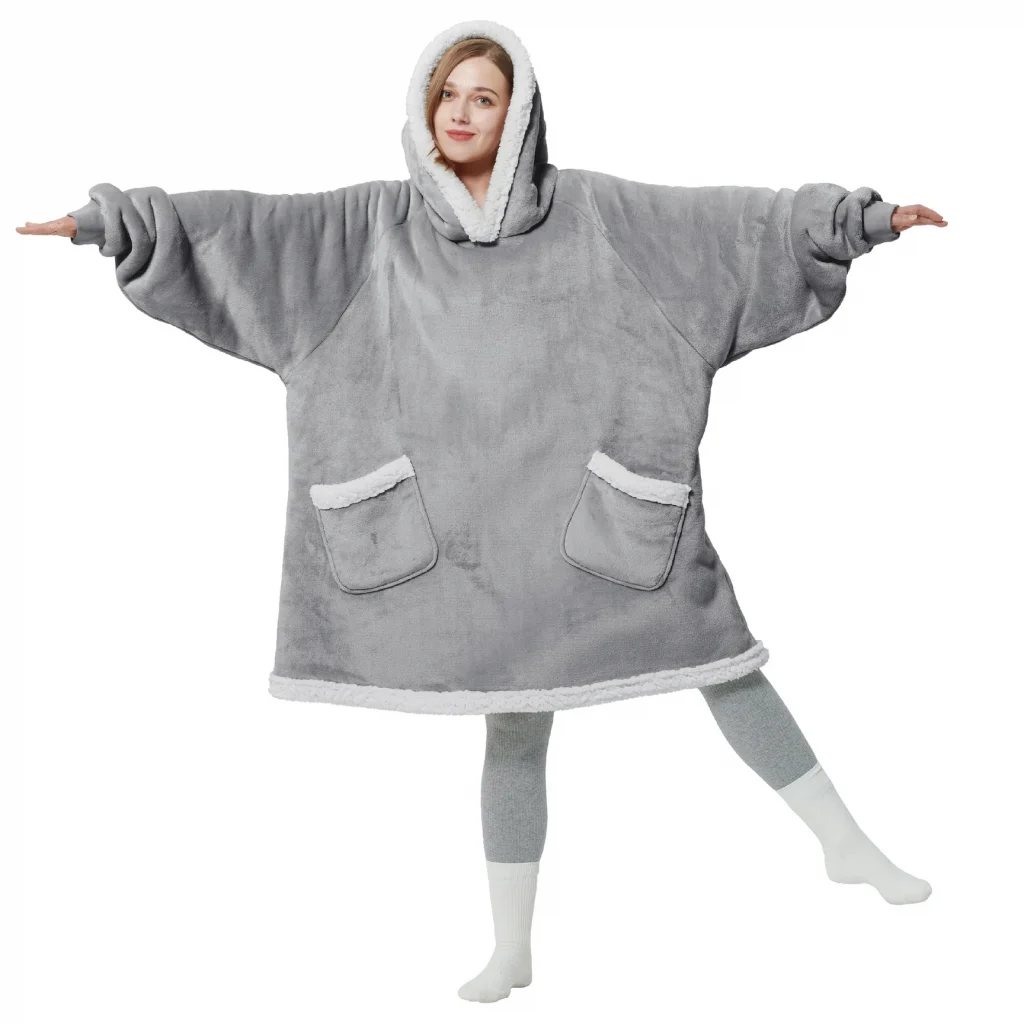 Bedsure wearable fleece blanket in grey