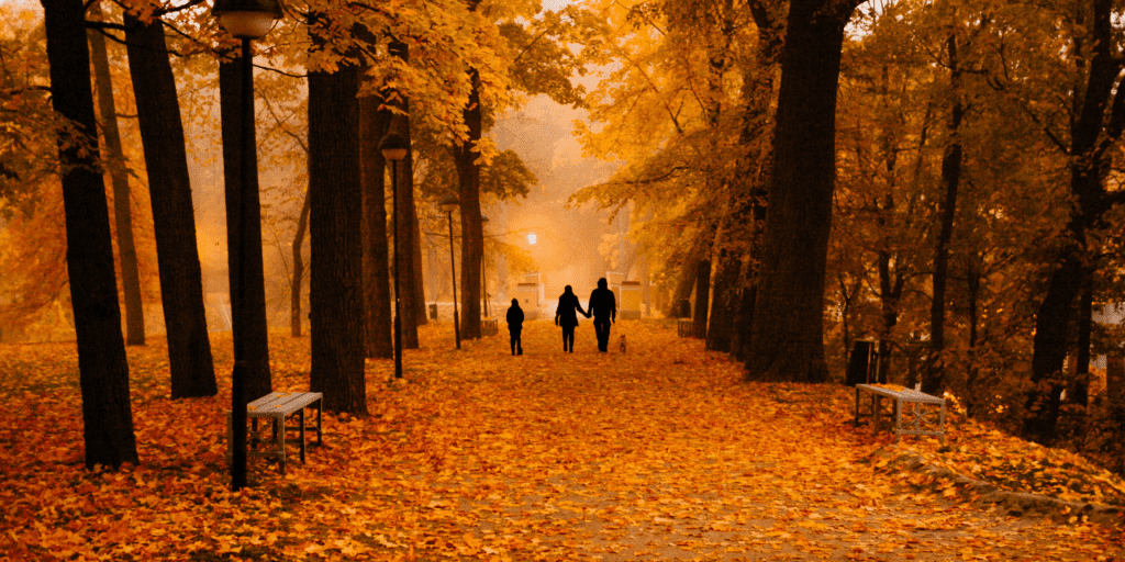 family on an autumn walk