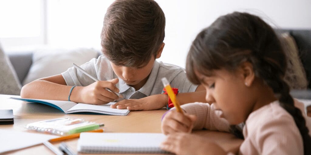children doiing homework