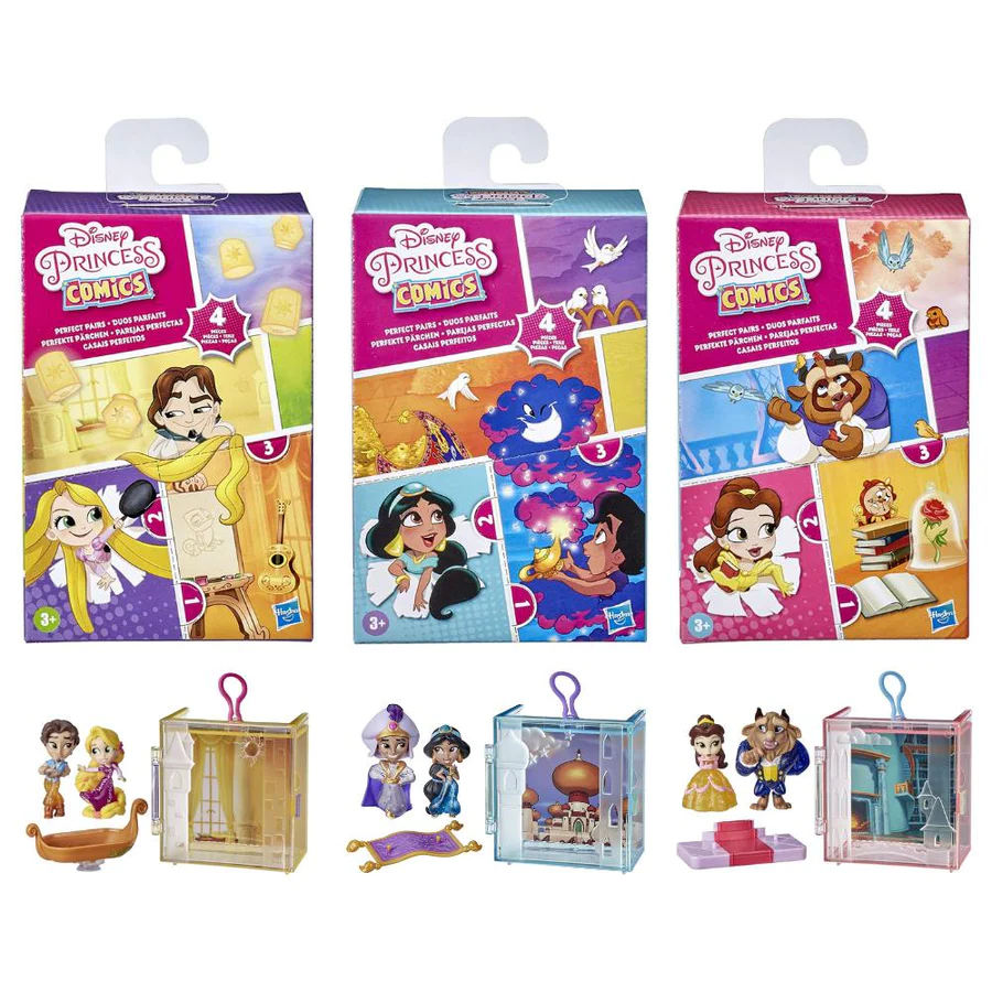 Disney Princess Comics Perfect Pairs Set of 3 - Rapunzel, Aladdin and Jasmine, Belle Beauty and the Beast