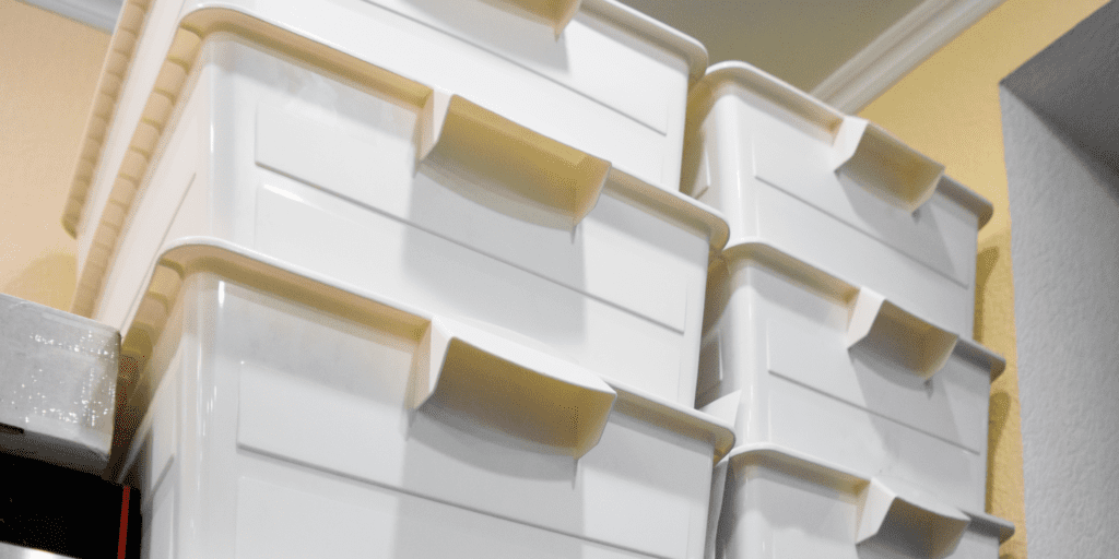 plastic bins and boxes